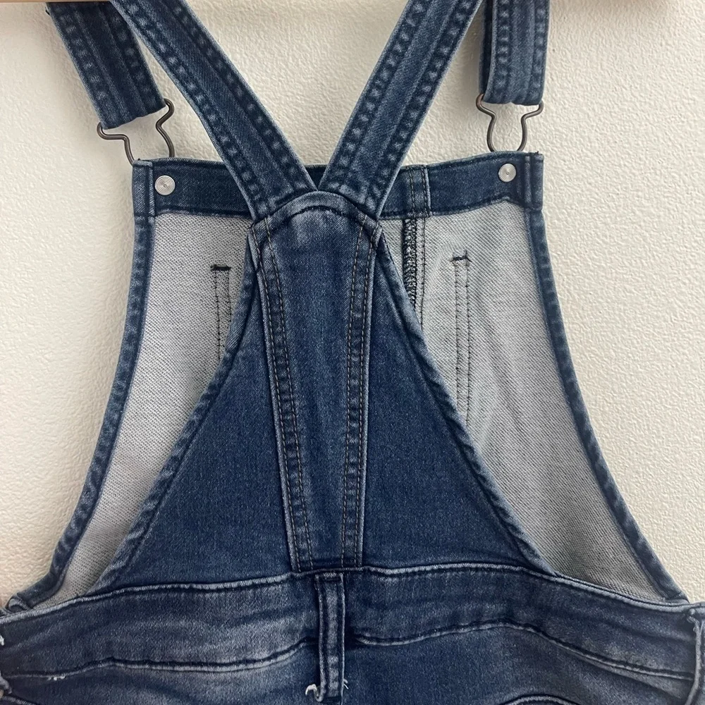 JUSTICE STRETCH BLUE JEAN OVERALLS / PANTS DISTRESSED STRAIGHT LEG GIRLS SZ 12
